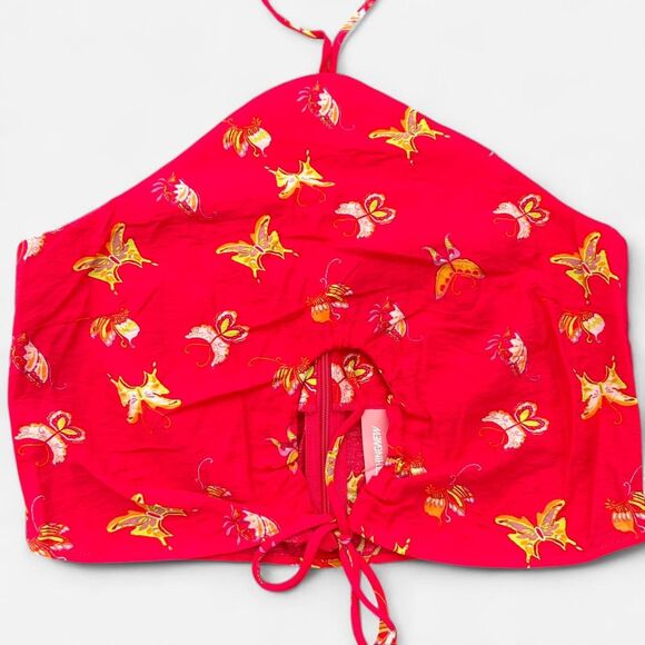 Something New Pink Butterfly Halter keyhole Crop Top Y2K Fairy Coquette XS - Picture 4 of 8